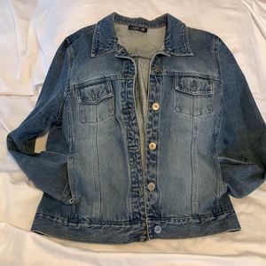 Jean jacket, 100% cotton, by contrast jeans, Medium denim blue, Size 13.